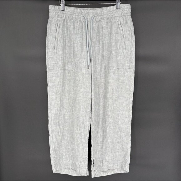 Athleta Women's Linen Drawstring Pants M Gray Breathable Beach Vacation - Picture 1 of 11